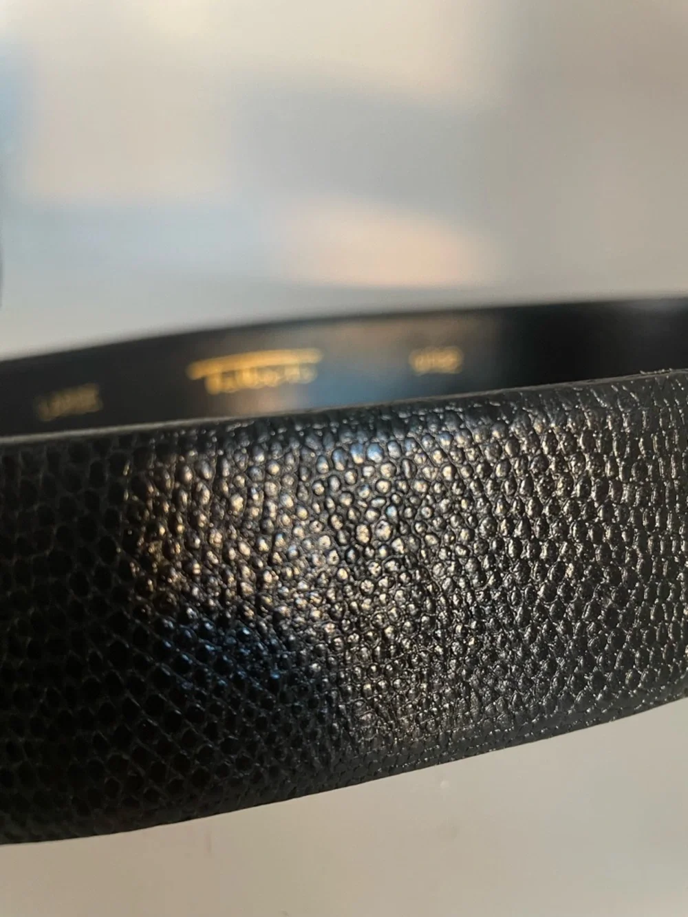 Talbots Black Textured Leather Belt with Gold Buckle